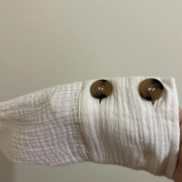 Free People cream crinkle gauze long sleeve top - Picture 5 of 11